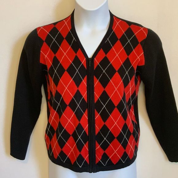 Pendleton Sweaters - Pendleton Ladies Argyle V Neck Cardigan